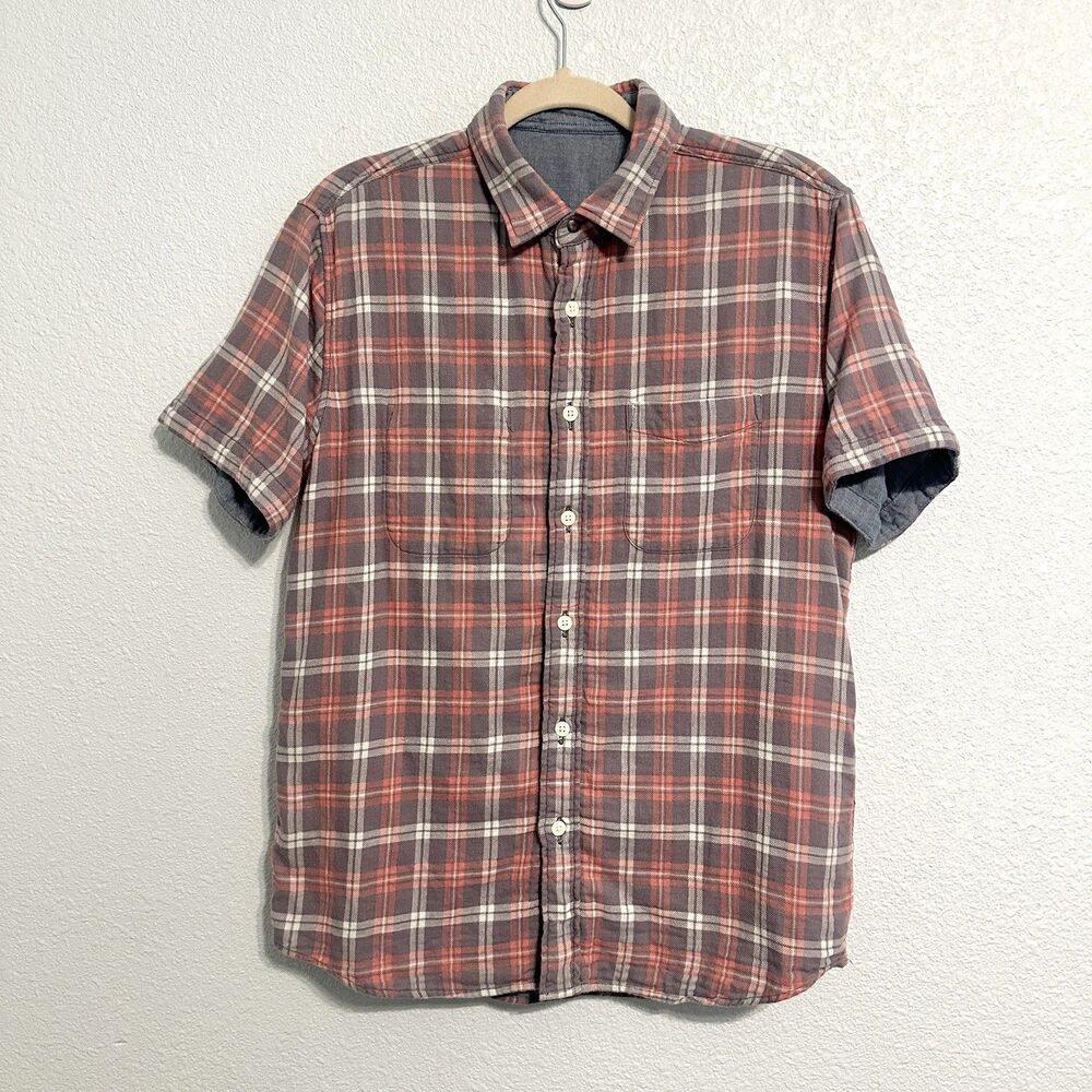 Faherty Reversible Double Cloth Flannel Chambray Long Sleeve Button Up Men's M